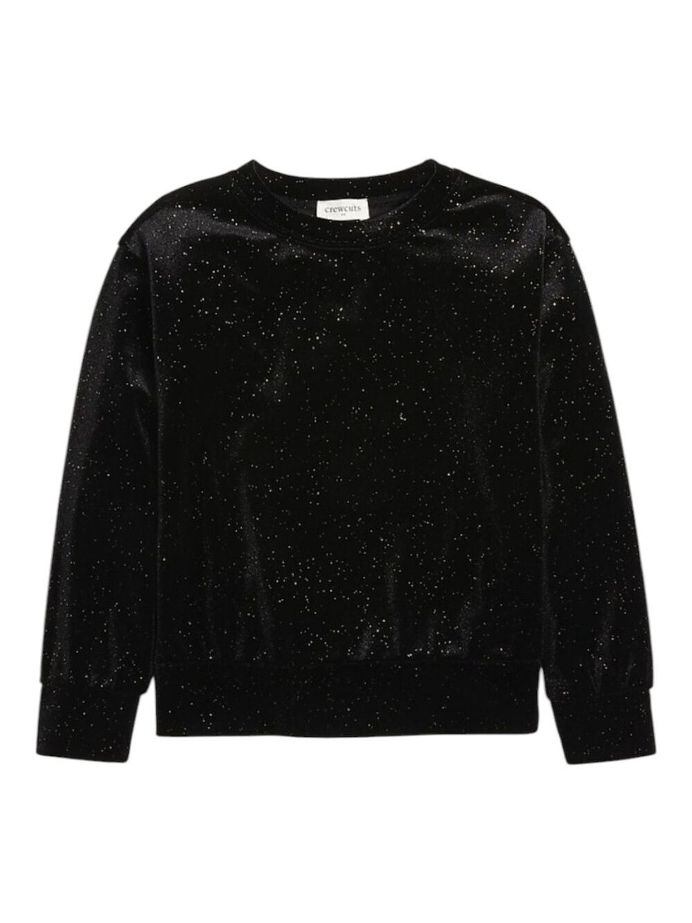 Crewcuts Girls 6/7 Black Velvet Sparkle Crewneck Sweatshirt